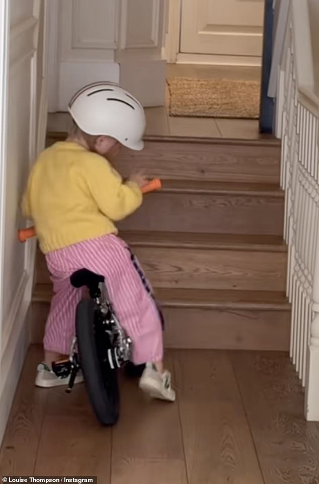 Tearfully recalling the moment she said: 'Leo was on his bike perched up against a wall, and he was talking to himself as if he had an imaginary friend,'