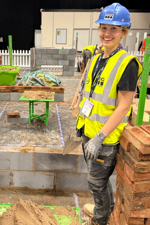 Bricklayer at work.