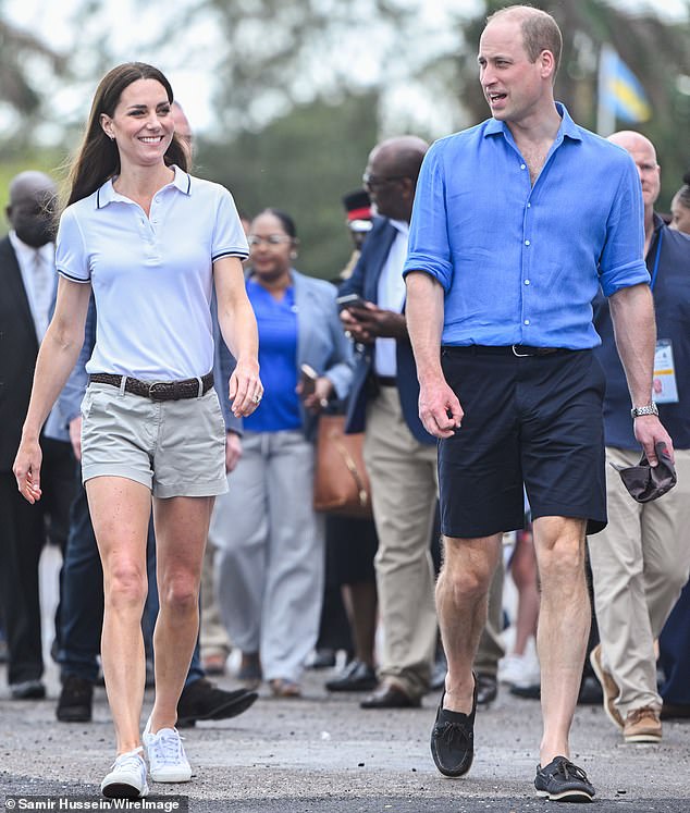 But at just after 9am on the day the royals arrived, the yacht mysteriously disappears from marine tracking systems, suggesting it had switched off its Automatic Identification System, a way of ensuring privacy. Pictured: The Waleses at a regatta in the Bahamas in 2022