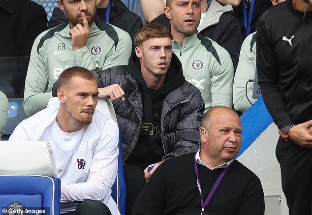 During the second half, several members of Chelsea’s coaching staff huddled together for a conversation in the dugout. The injured Cole Palmer was sat directly next to them, listening in