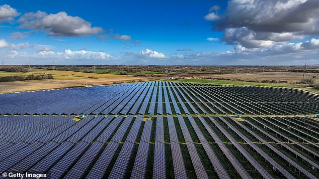 Kingsway¿s is one of 27 solar farm proposals lodged since Labour¿s election victory last year. It compares to only 13 proposals submitted in the year before and just six between 2018 and 2022. Pictured: Shotwick Solar Energy Park in Deeside, Wales