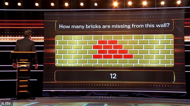 Players could compare the sizes of the rows of empty spaces to the sizes of the visible bricks to get the correct answer, which was 12