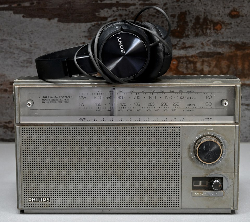 A Philips radio and Sony headphones belonging to serial killer Dennis Nilsen.