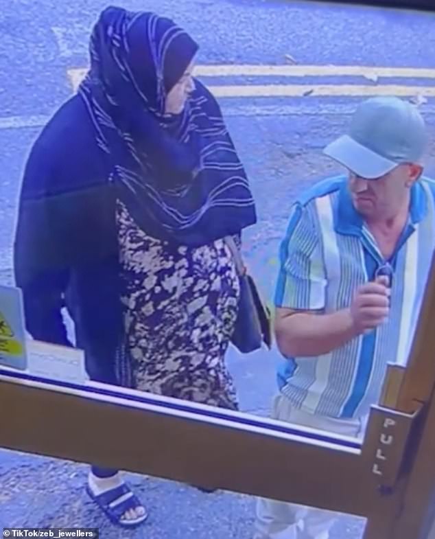 In a remarkably similar incident, another couple man and woman were filmed on CCTV entering a jewellery shop in Bradford where they allegedly stole three gold bracelets worth £5,000