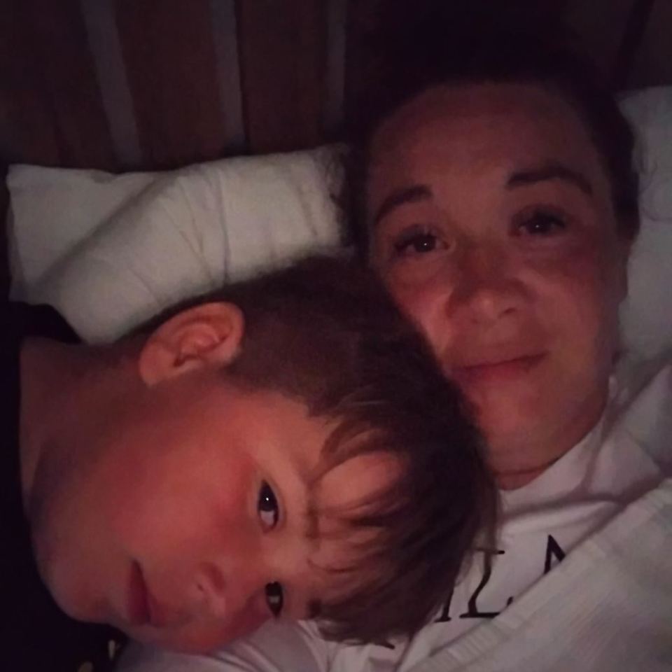 Logan Carter with his mother.