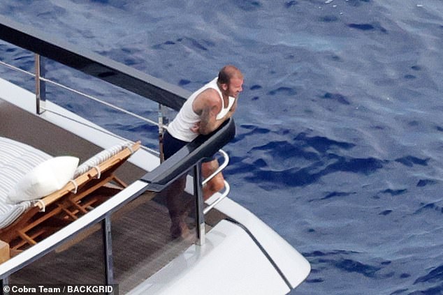 David was seen taking time out to pensively look out over the sea after he had read some pages from his book