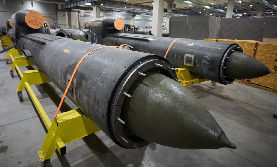 Flamingo missile parts in a Ukrainian factory.