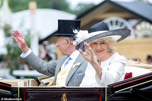King Charles and his wife Queen Camilla at Royal Ascot, Day 5, on June 21 this year