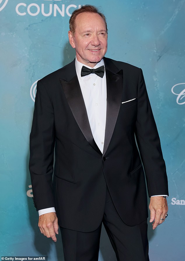 Also in attendance for a second year was scandal-plagued Kevin Spacey, 66, who cut a dapper figure in a classic black tuxedo