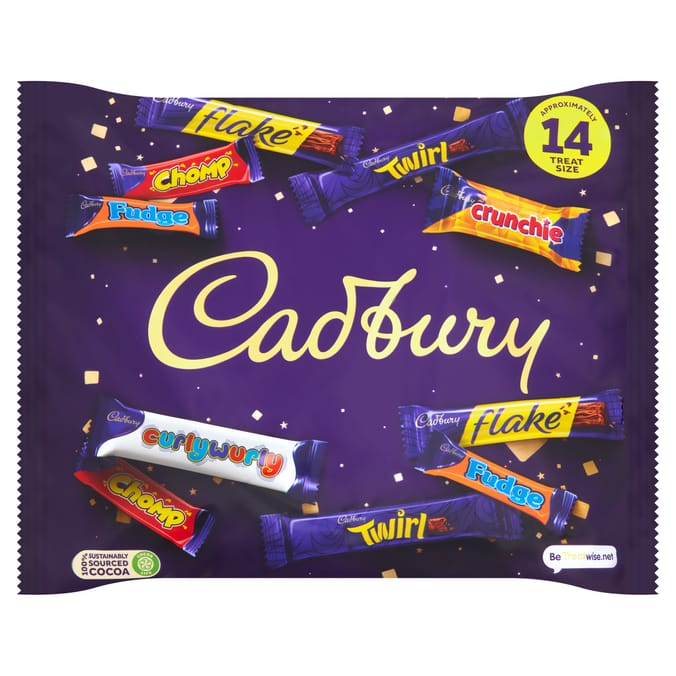 Bag of Cadbury chocolate bars.