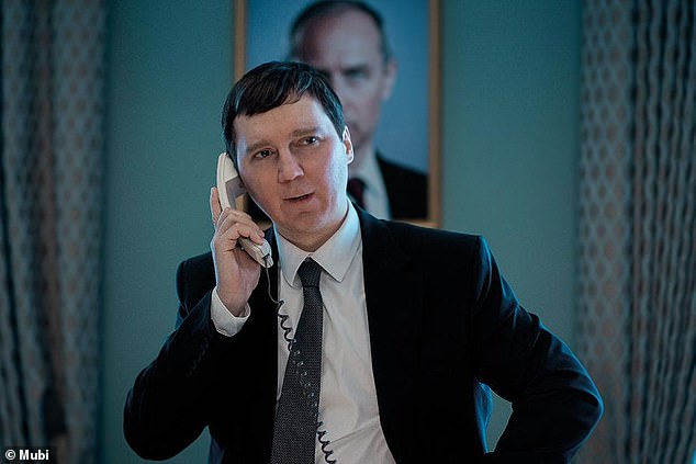 Paul Dano, who portrays Vadim Baranov, on a phone call during a scene in the movie focused on the Kremlin