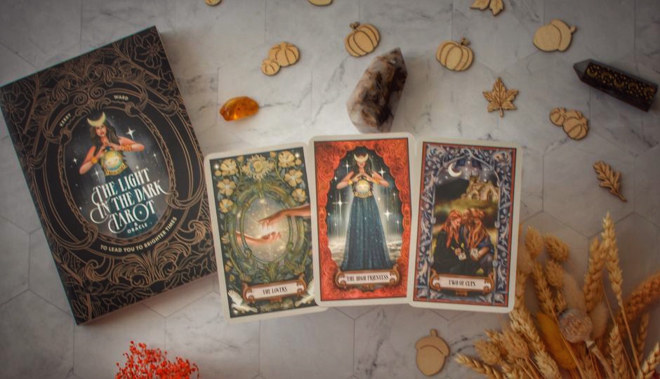 "The Light in the Dark Tarot" oracle cards spread with guidebook.