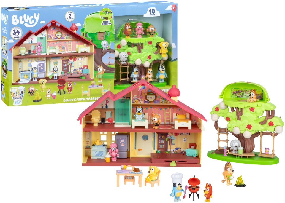 Bluey playset with house and treehouse.