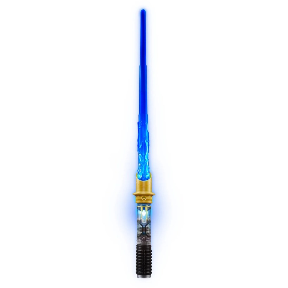 Blue lightsaber toy.
