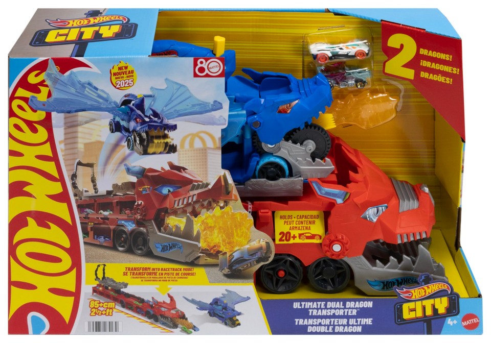 Hot Wheels City Ultimate Dual Dragon Transporter toy box.