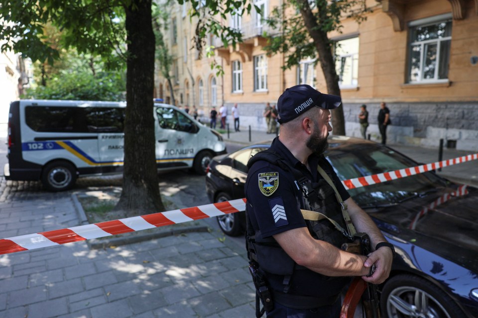 Police officer guarding a murder scene.