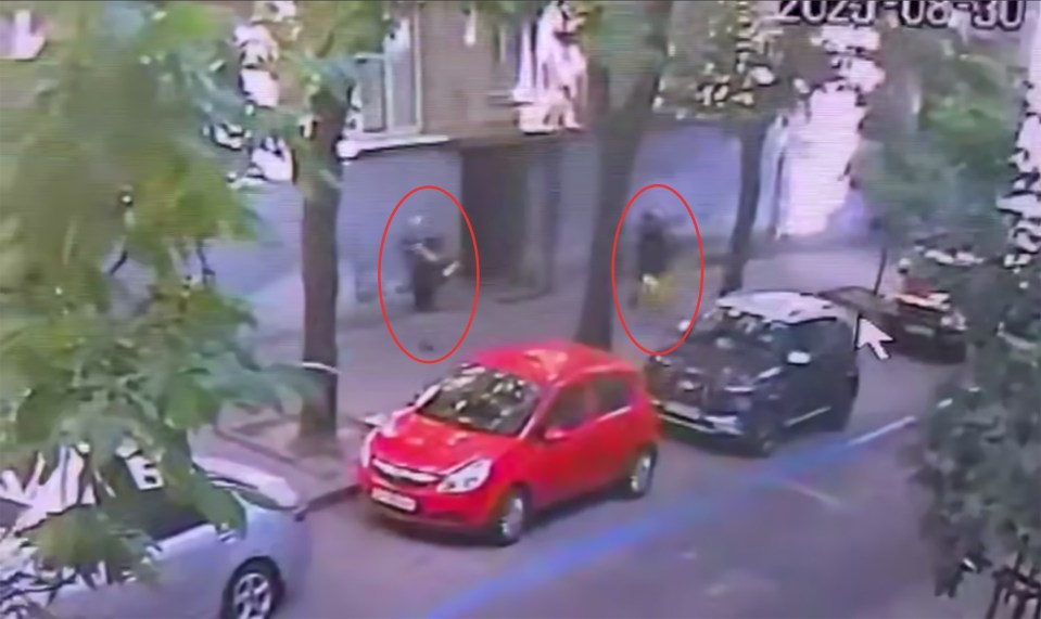 Surveillance footage of Andriy Parubiy's shooting.