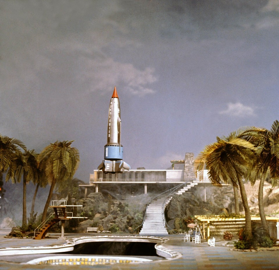 Scene from *Thunderbirds Are Go* (1966), showing Thunderbird 1 rocket.