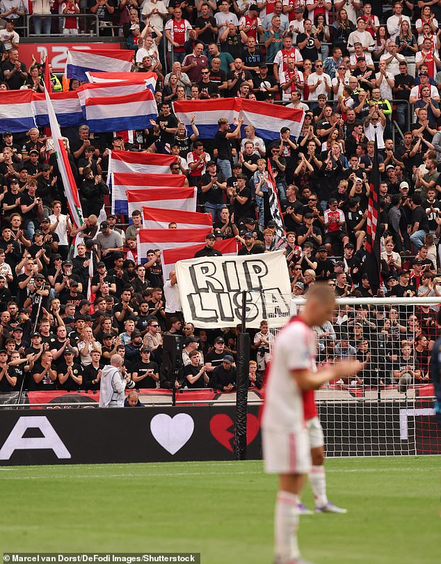 A banner which read 'RIP Lisa' (above) was displayed in Amsterdam's Johan Cruijff Arena last weekend, which houses almost 60,000 football fans