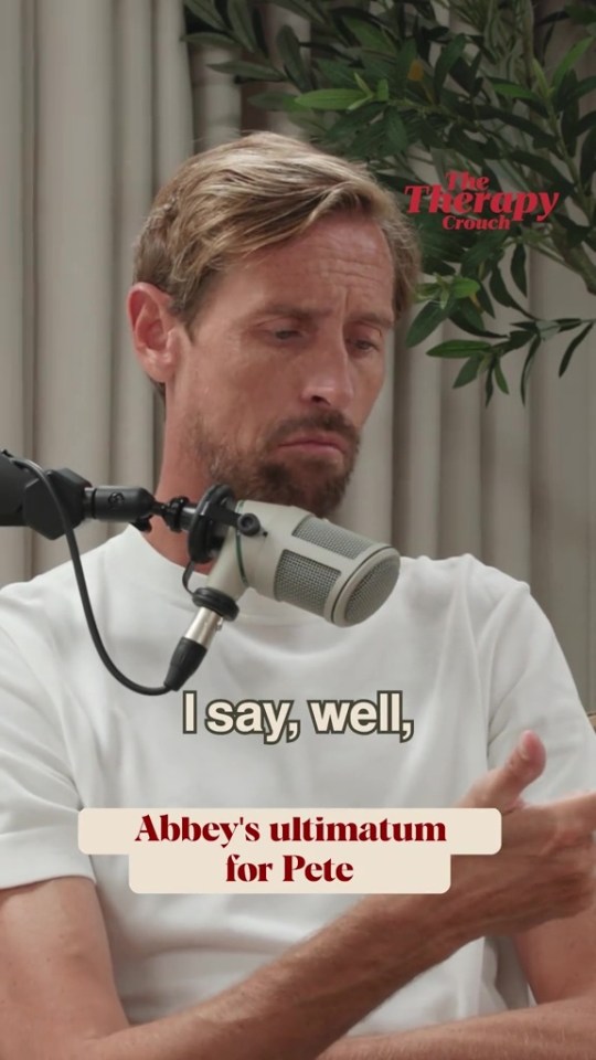 Peter Crouch discussing Abbey Clancy's ultimatum.