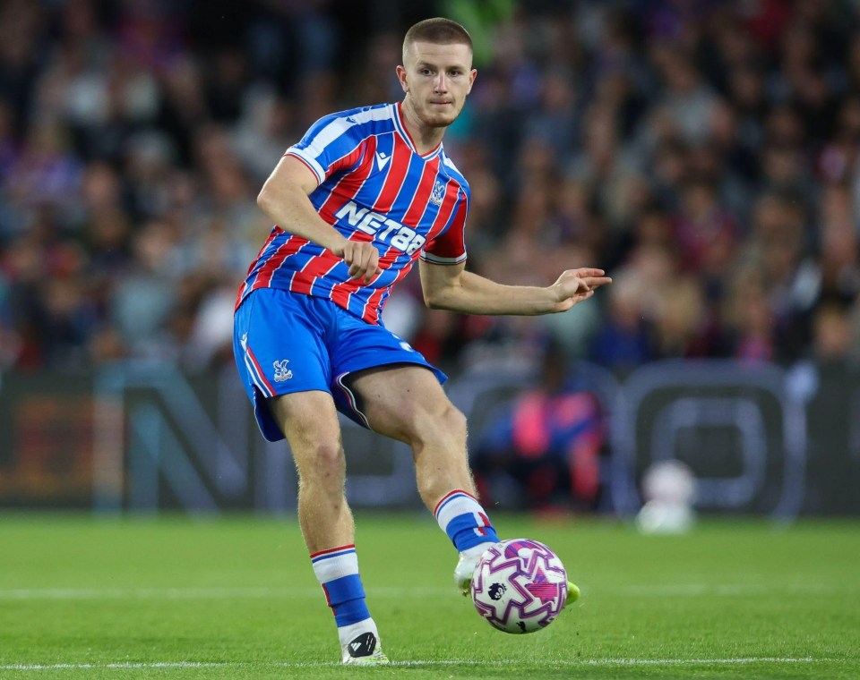 Adam Wharton of Crystal Palace in action during a soccer match.