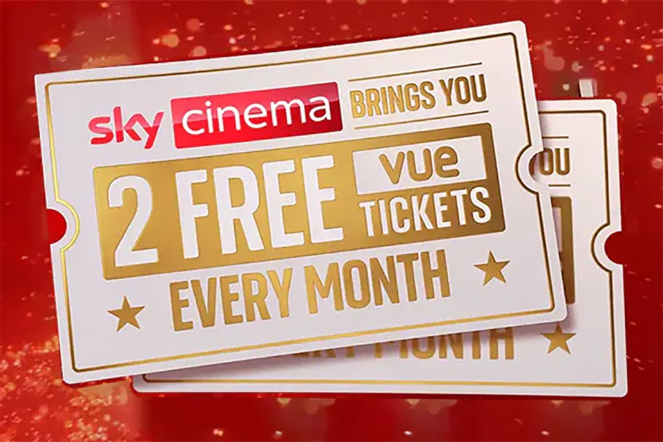 Sky Cinema offers two free Vue tickets every month.