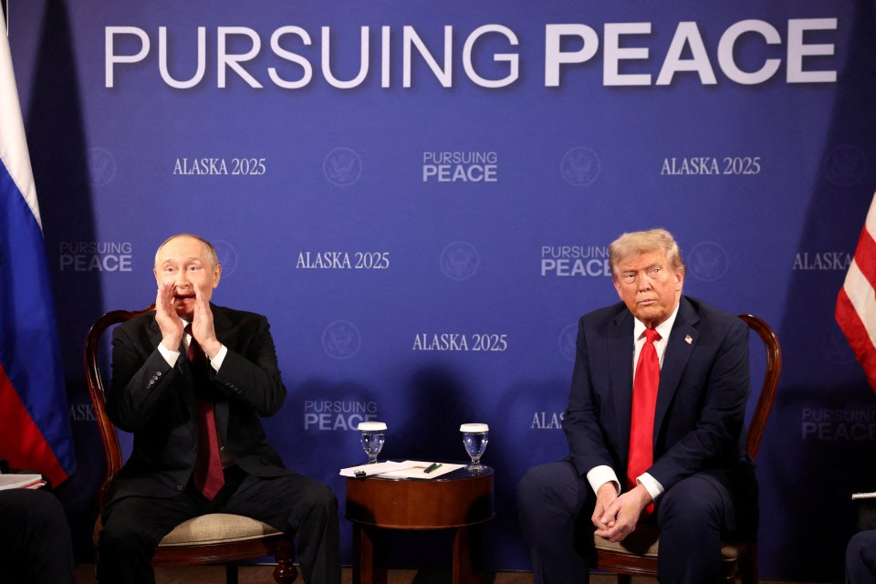 Presidents Putin and Trump at a summit in Alaska.