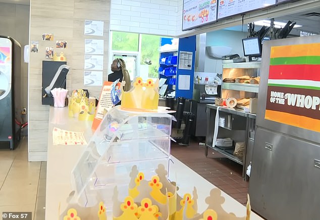 She was hailed as America's hardest-working woman last month after a video showed her juggling the kitchen, drive-thru, food prep and cleaning - all by herself (pictured)