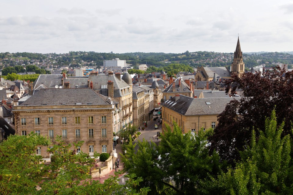 Elevated view of Brive-la-Gaillarde, France.