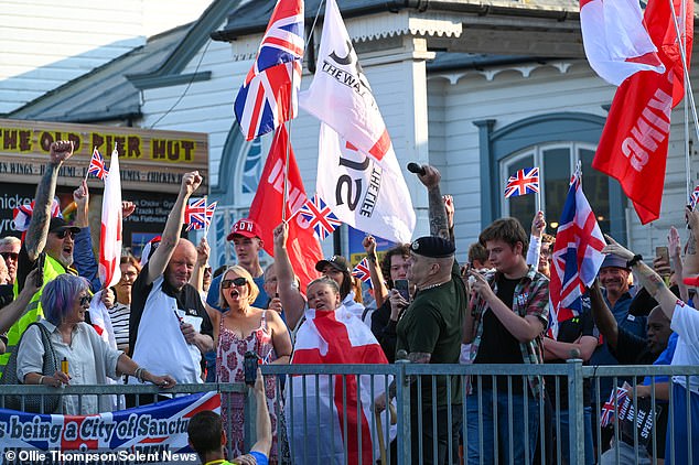 SOUTHSEA: Protesters wave flags as they call for the Royal Beach Hotel to be closed to asylum seekers