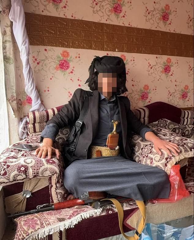 The man, who is believed to be from Yemen, has been reported to police by concerned locals. Pictured: One of the photos posted on Snapchat