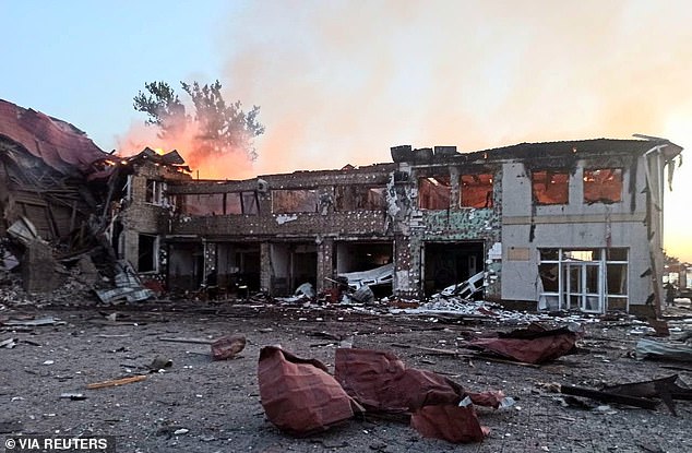 The aftermath of a Russian drone strike in the Kharkiv region of Ukraine earlier this month
