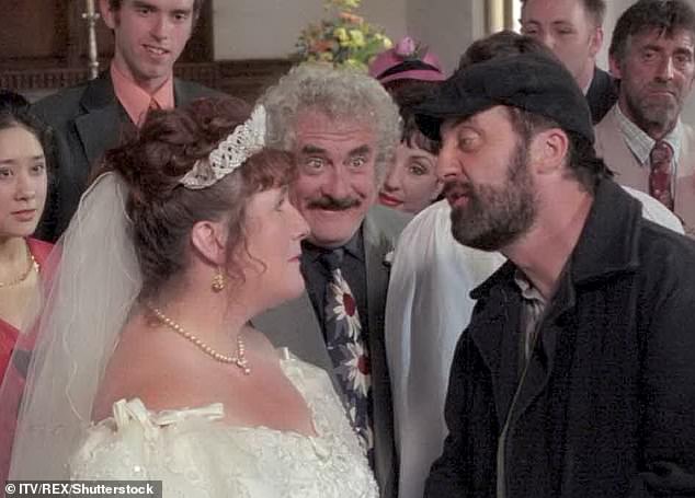 The four times married actor, best known for his role as Eddie Dawson in the ITV sitcom, passed away in 2017 aged 71 (pictured Emmerdale 1997)