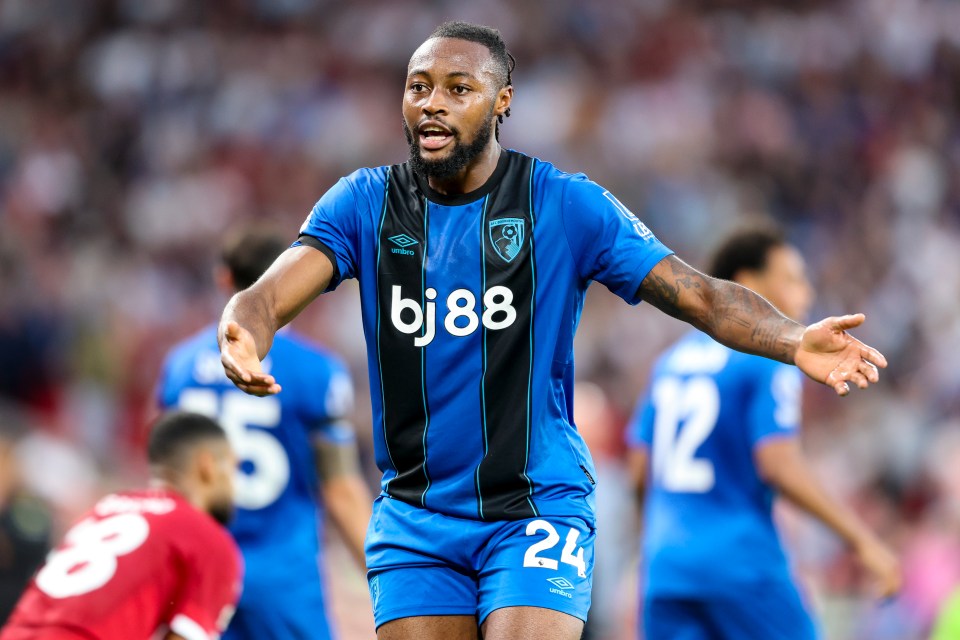Antoine Semenyo of Bournemouth during a Premier League match.