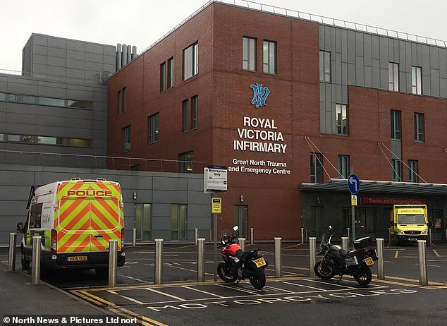 Police say the youngster is in a serious but stable condition at The Royal Victoria Infirmary (pictured in file photo) in Newcastle