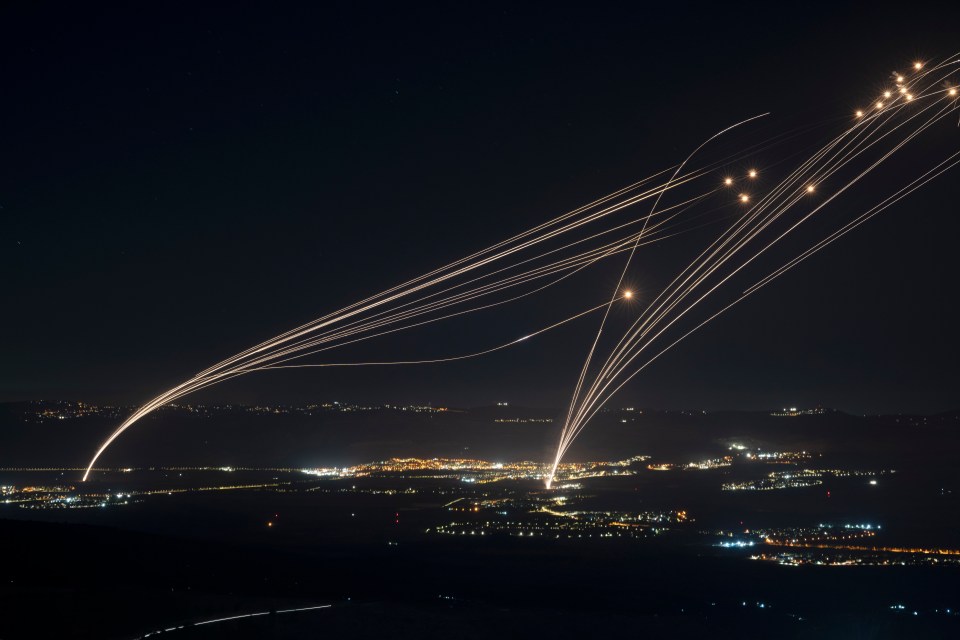 Israeli Iron Dome air defense system intercepting attack.