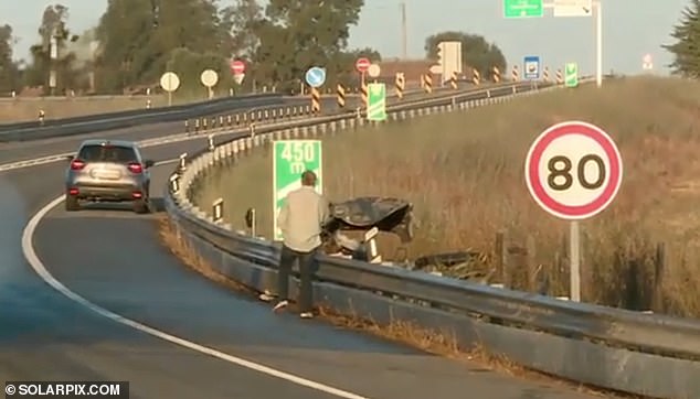Four members of a British family died in a head-on crash in Portugal just hours after hiring a car at Faro Airport. Pictured: The crash scene