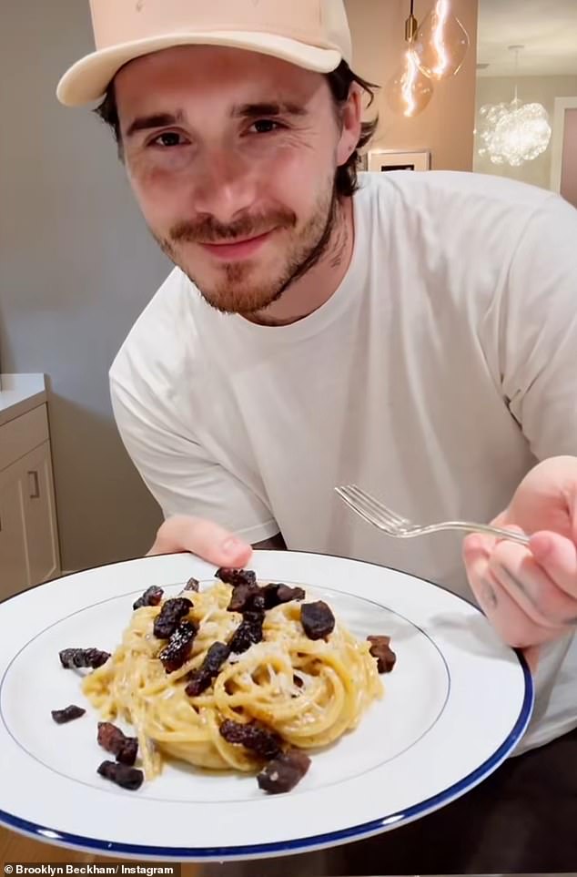 Brooklyn Beckham has been slammed by celebrity chef Aldo Zilli for 'burning bacon' in his spaghetti carbonara
