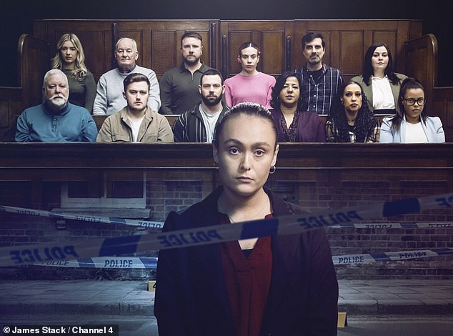 The cast of The Jury: Murder Trial (Pictured top row, left to right: Kate, David, Dan H, Aimee, Zoran, Rebecca, bottom row left to right: Tommy, James, Dan A, Joanne, Stacey and Marissa, in the front defendant - Sophie)