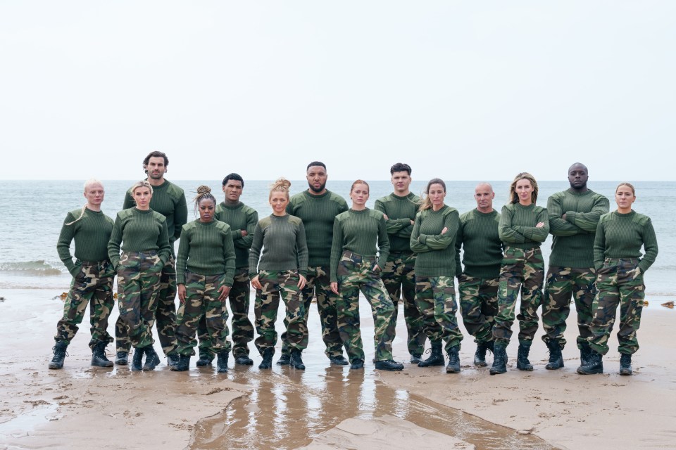 Contestants on Celebrity SAS: Who Dares Wins on a beach.