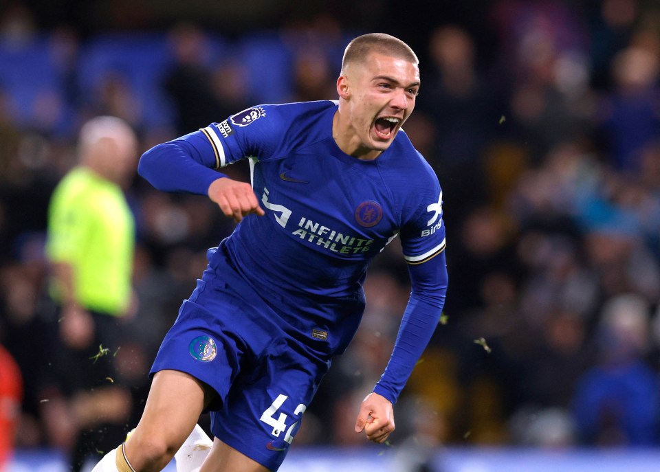Chelsea's Alfie Gilchrist celebrating a goal.