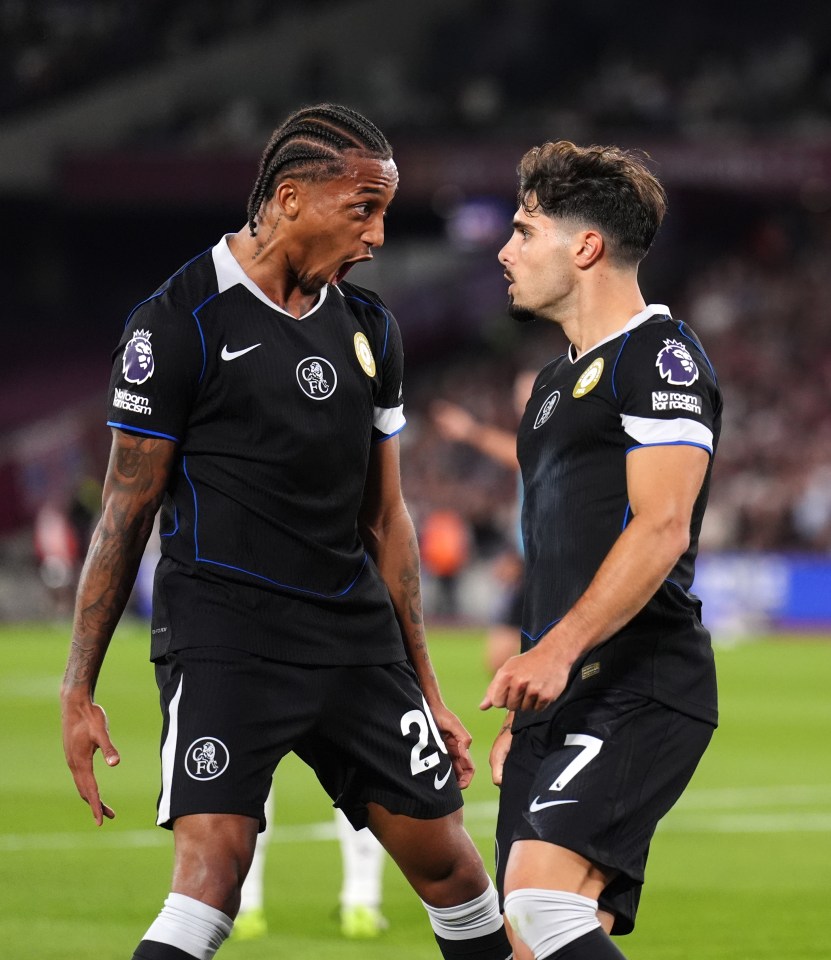 Chelsea players celebrating a goal.