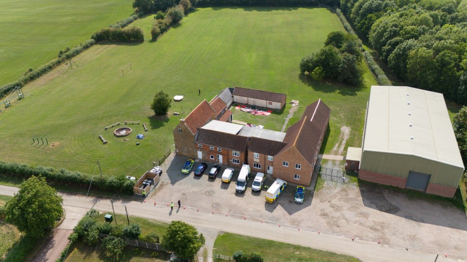 Aerial view of a crime scene in Stathern, Leicestershire.