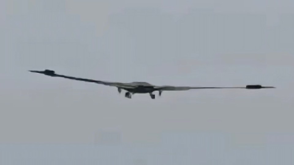 Photo of a large stealth flying-wing aircraft over China.