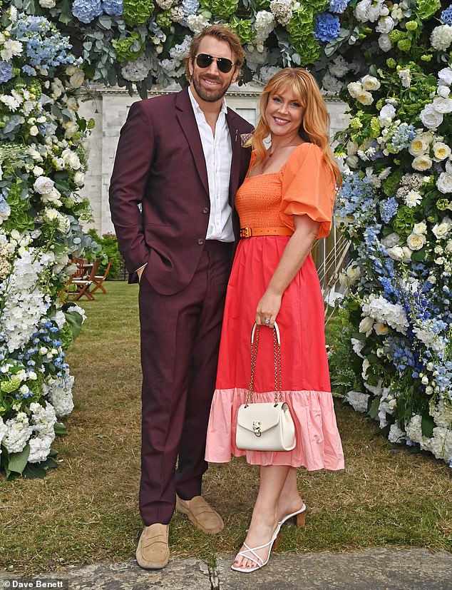 Strictly star Chris Robshaw was forced to invest in top-of-the-range security to keep his family safe from the campaign of harassment by a female stalker (pictured with wife Camilla Kerslake)