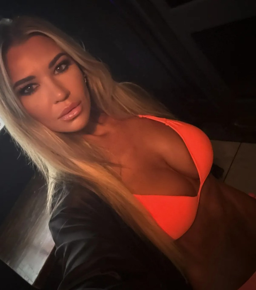 Christine McGuinness in an orange bikini top.