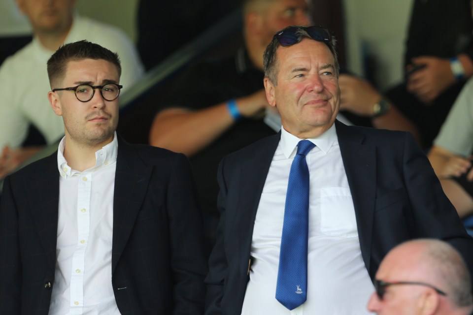 Jeff Stelling and his son Robbie at a soccer match.
