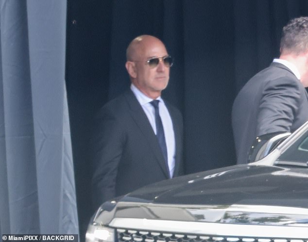 REAL: Jeff Bezos was seen attending a funeral service for his late mother Jacklyn Bezos at a funeral home in West Miami, Florida on Friday August 22