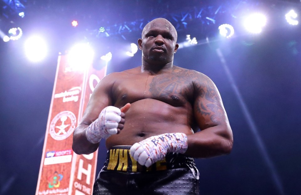 DIRIYAH, SAUDI ARABIA - DECEMBER 07: Dillian Whyte poses for a photo after the Heavyweight fight between Dillian Whyte and Mariusz Wach during the Matchroom Boxing 'Clash on the Dunes' show at the Diriyah Season on December 07, 2019 in Diriyah, Saudi Arabia (Photo by Richard Heathcote/Getty Images)