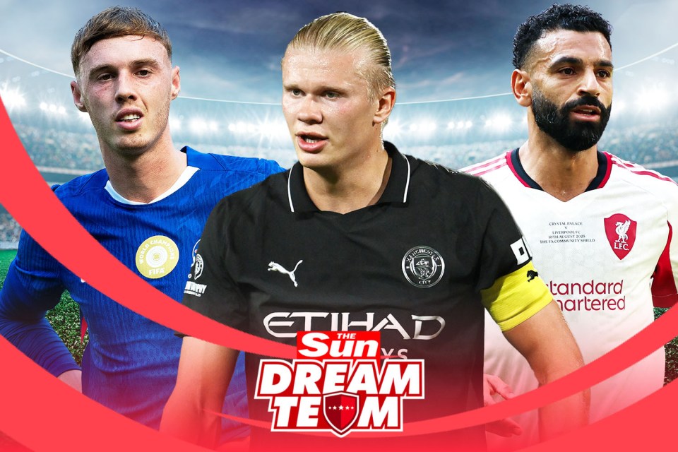 Illustration of three soccer players, forming The Sun's Dream Team.
